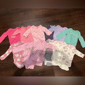 12 Newborn 0-3 Long Sleeve Onesies